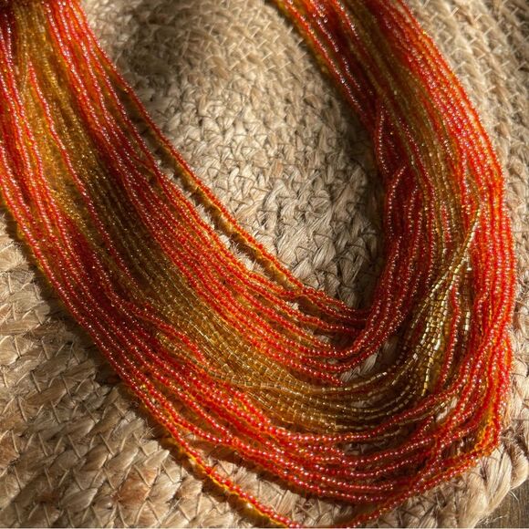 Sashka Co Orange & Yellow Seed Bead Necklace - Picture 2 of 3